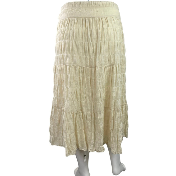 NEW Max Studio London Women's White High Waisted Maxi Tiered A-Line Skirt Sz XL
