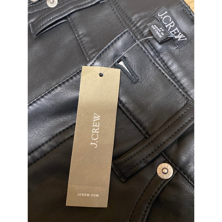 NEW J.Crew Black Faux Vegan Leather High Rise Bootcut Flared Trousers Pants 25