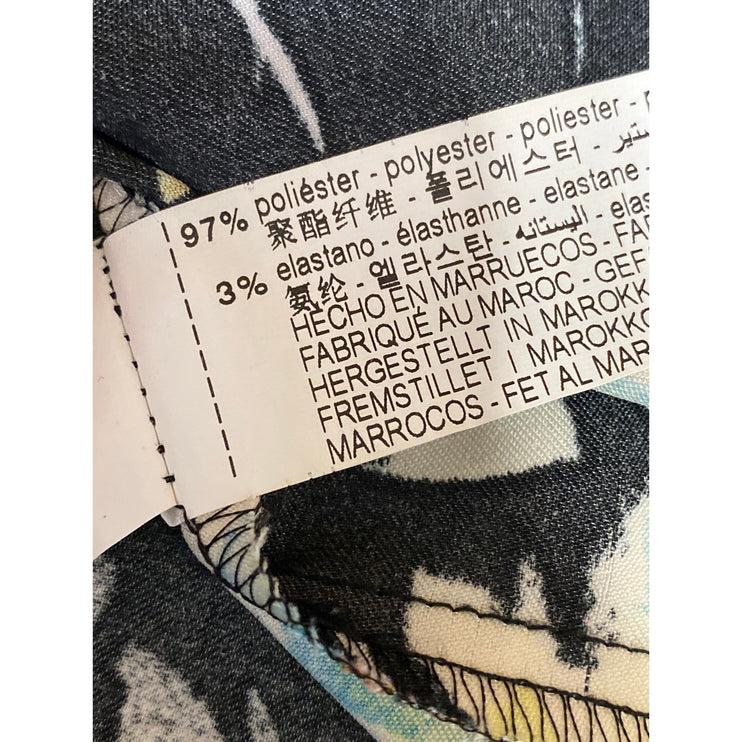 Zara Multicolor Floral Silk Mandarin Collar Tie Shoulder 3/4 Sleeve Blouse Top S