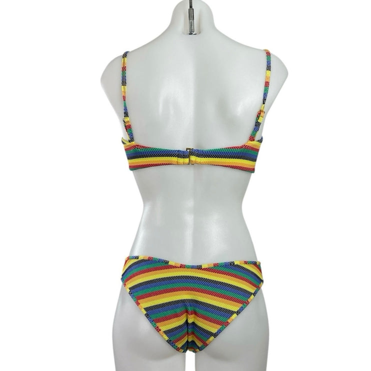Montce Rainbow Pride Bandeau Tube Two Piece Bikini Swimsuit Swimwear Size M