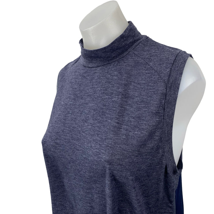 Champion Women's Navy Blue Mock Neck Sleeveless Open Back Athletic Tank Top L