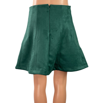 NEW Ann Taylor LOFT Green High Waisted Pintuck Zip Flared Mini Skirt Size 2