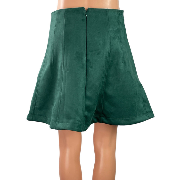 NEW Ann Taylor LOFT Green High Waisted Pintuck Zip Flared Mini Skirt Size 2