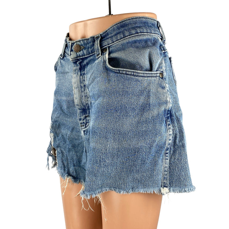 Lee Women's High Rise Ripped Distressed Raw Frayed Hem Cutoff Denim Shorts Sz 30