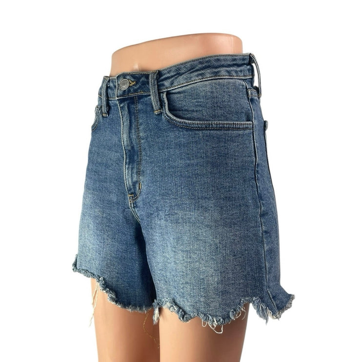 Just Black Denim JBD Blue High Waisted Frayed Raw Hem Cutoff Jeans Shorts Size M
