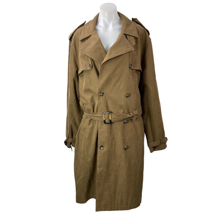 Tower Men's Tan Long Sleeves Belted Double Breasted Trench Coat Jacket Size 40M
