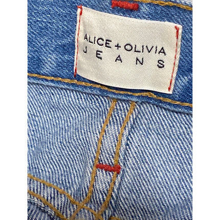 NEW Alice + Olivia Womens Blue Distressed High Rise Straight Denim Jeans Size 30