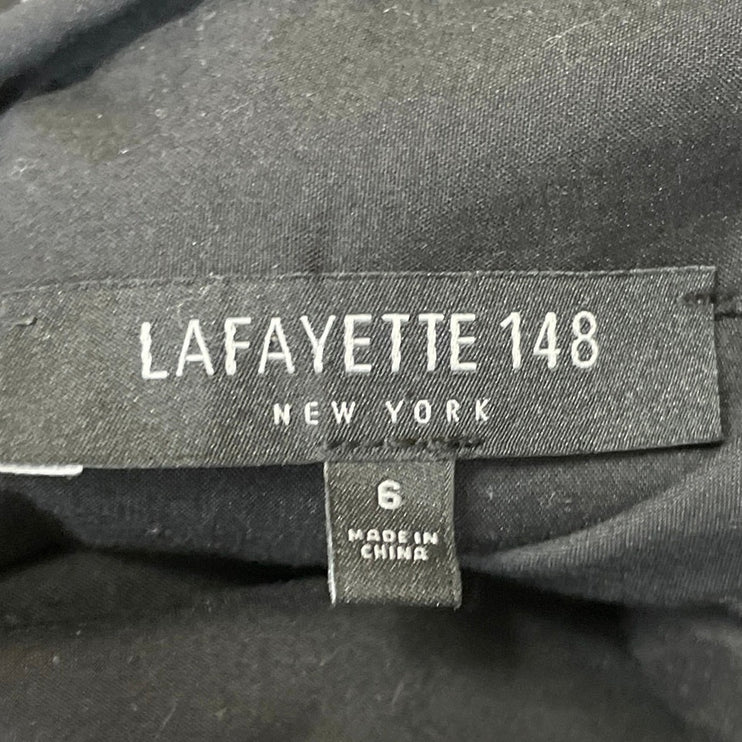 Lafayette 148 Women's Black Long Sleeve Roll Tab Button Down Shirt Dress Size 6