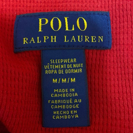 Polo Ralph Lauren Sleepwear Men's Red Embroidered Bear Knit Long Sleeve Top Sz M