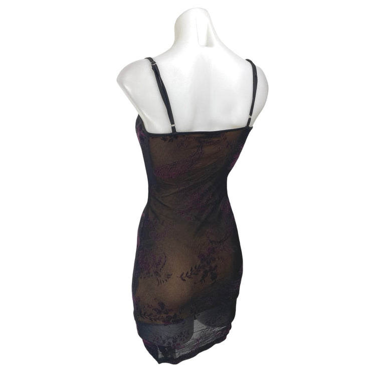 Tiger Mist Black Floral Paisley Jacquard Sleeveless Cami Mini Bodycon Dress S