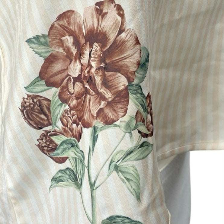 WeWoreWhat Cream Floral Striped Sleeveless Cami Camisole Crop Tank Top Size M