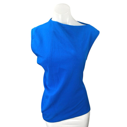 Zara Women's Royal Blue Asymmetrical Sleeveless Back Zip Shirt Blouse Top Size S