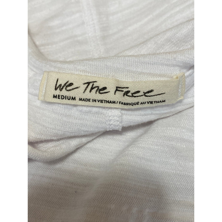 Free People We The Free White Ruched Long Sleeve Crew Neck Blouse Top Size M