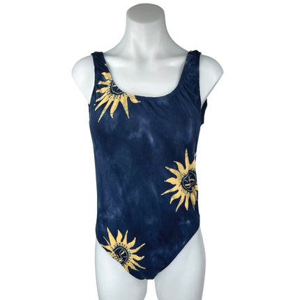 Her Pony Blue Tie Dye Celestial Sun Sleeveless Cami Camisole Tank Bodysuit 10