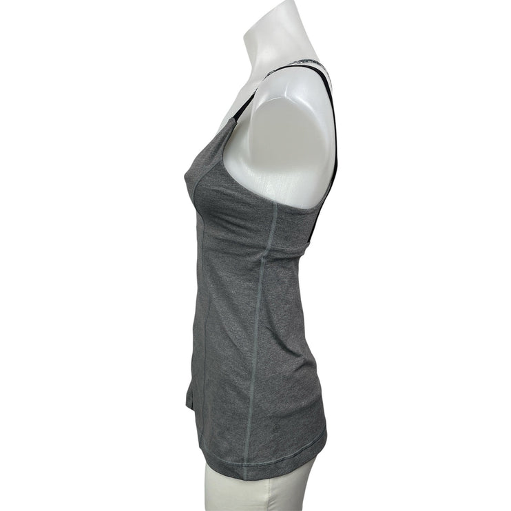 Lululemon Hot To Street Womens Gray Strappy Zip Workout Athletic Tank Top Size M