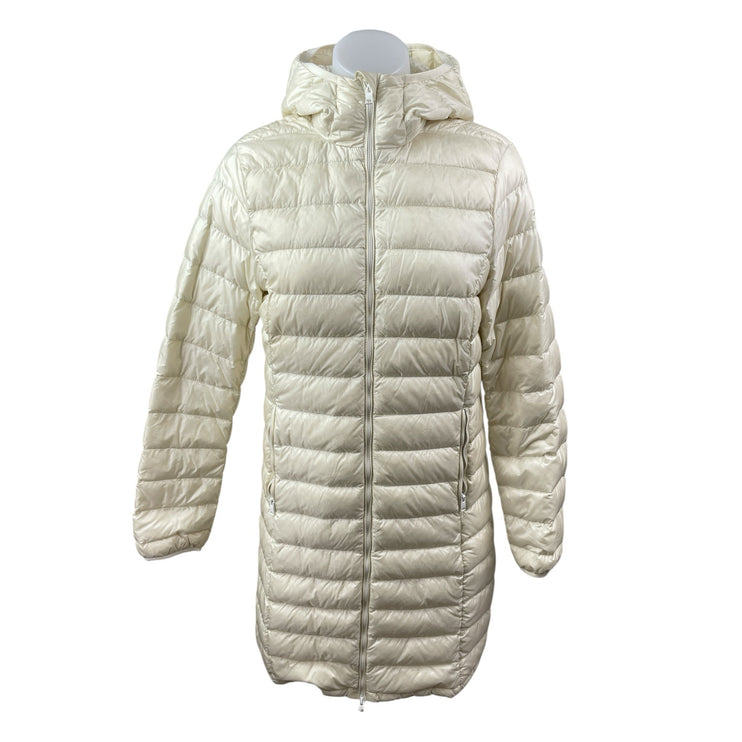 Aritzia Babaton Hudson Women's Cream Hooded Long Sleeve Puffer Coat Jacket Sz S