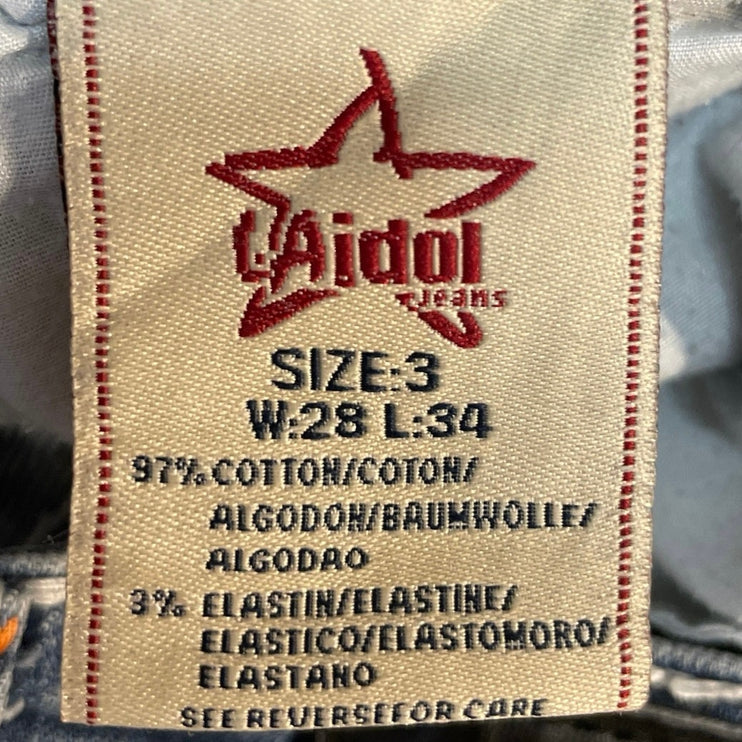 LA Idol Women's Blue Low Rise Y2k Medium Wash Flare Bootcut Denim Jeans Size 28