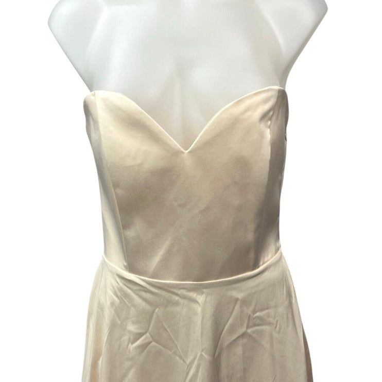NEW Elagia Cream Sweetheart Strapless Glam Bridesmaid A Line Midi Dress Size M