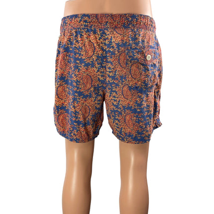 J.Crew Men's Blue Paisley Drawstring Stretch Boar Shorts Swim Trunks Size M