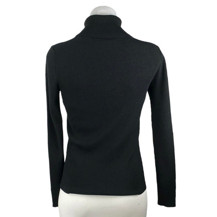 Tory Burch Women's Black Ribbed Knit Turtleneck Long Sleeve Sweater Top Size S/P