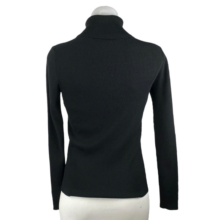 Tory Burch Women's Black Ribbed Knit Turtleneck Long Sleeve Sweater Top Size S/P