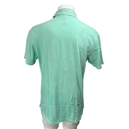 Men's Green Short Sleeve Pocket Collared Button Golf Polo Shirt Top Size L