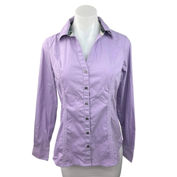 Express Purple Collared Cotton Casual Long Sleeve Button Down Shirt Top Size M