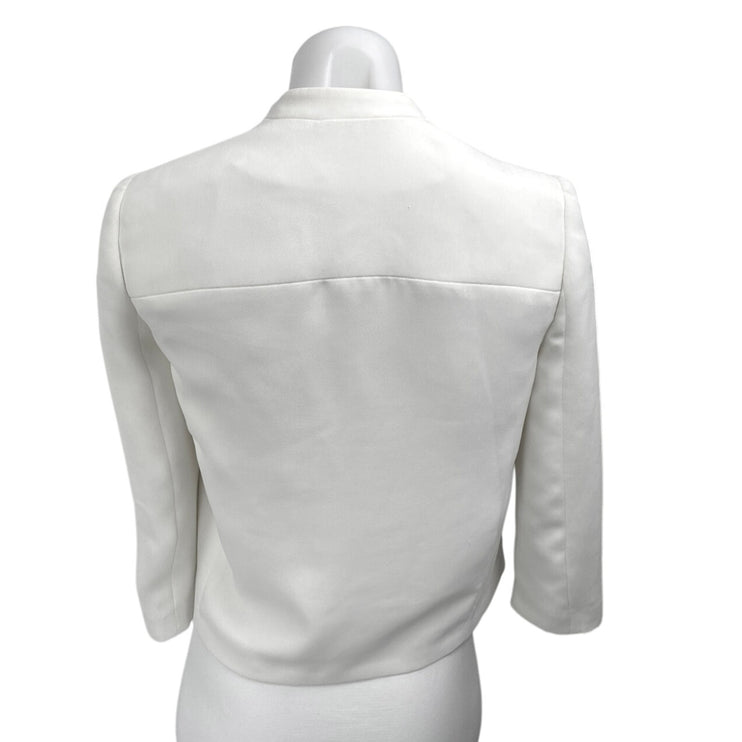 Alice + Olivia White Black Long Sleeve Draped Shawl Collar Blazer Coat Jacket S