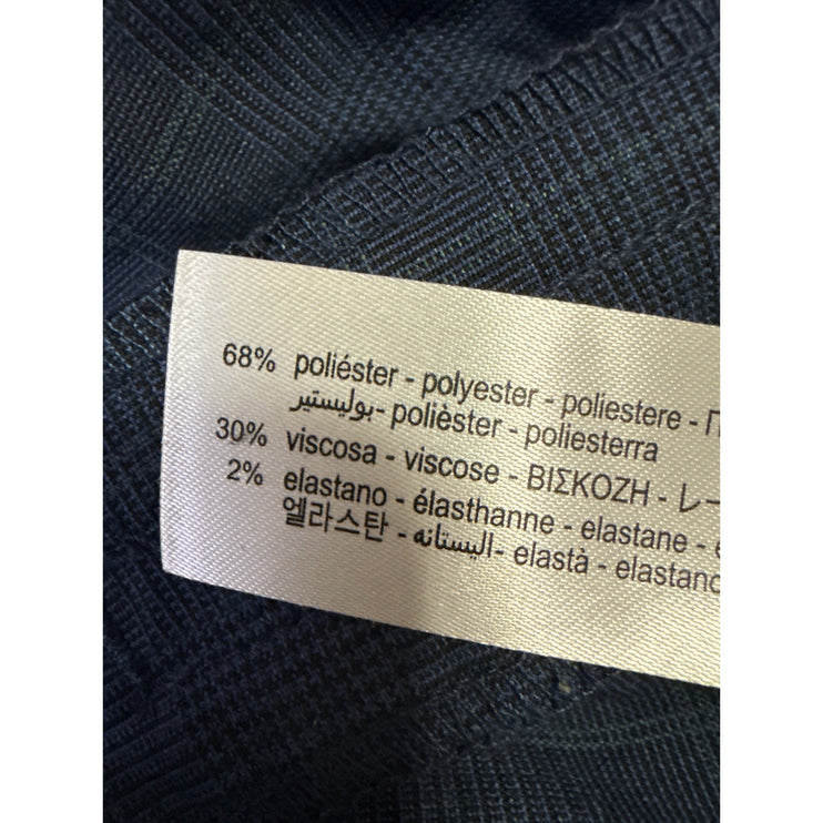 Zara Women's Blue Plaid Checkered Straight Leg Mid Rise Trousers Dress Pants 6