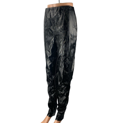 ASOS Women's Black Faux Leather Vegan Tapered High Waisted Trousers Pants Size 8
