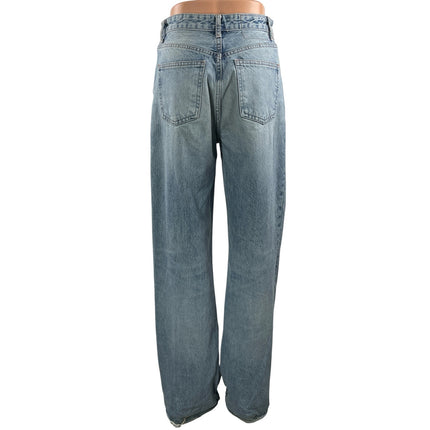 Zara Women's Blue High Rise Relaxed Straight Wide Leg Denim Jeans Pants Size 4