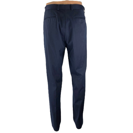 Alfani Mens Navy Blue Slim Fit Straight Leg High Rise Trousers Dress Pants 32/34