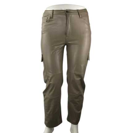 Abercrombie & Fitch The 90s Relaxed Faux Leather Vegan Cargo High Rise Pants 32