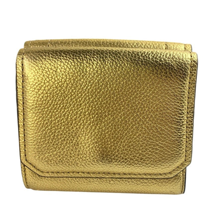Michael Kors Hayes Women's Gold Metallic Leather Trifold Coin Case Purse Wallet