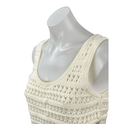 NEW Old Navy Cream Open Knit Crochet Scoop Neck Sleeveless Crop Tank Top Size S