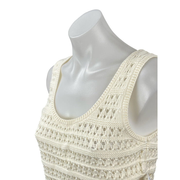 NEW Old Navy Cream Open Knit Crochet Scoop Neck Sleeveless Crop Tank Top Size S