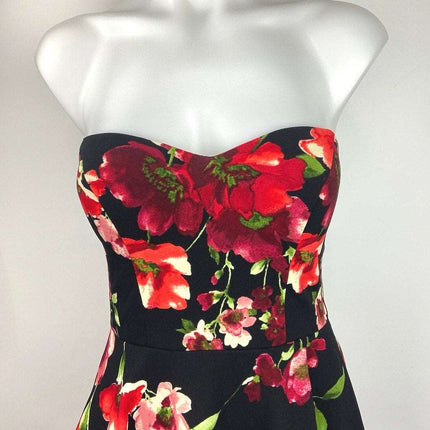 B. Darlin Black Red Strapless Sweetheart Tiered Fit And Flare Mini Dress Sz 7/8