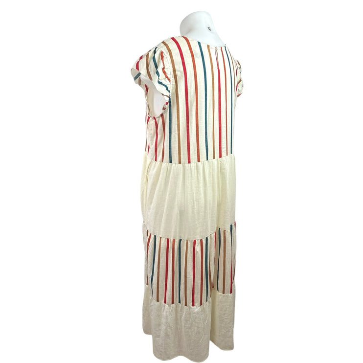 Margaux Riviera Multicolor Striped Colorblock Tiered Midi Shift Dress Size XL