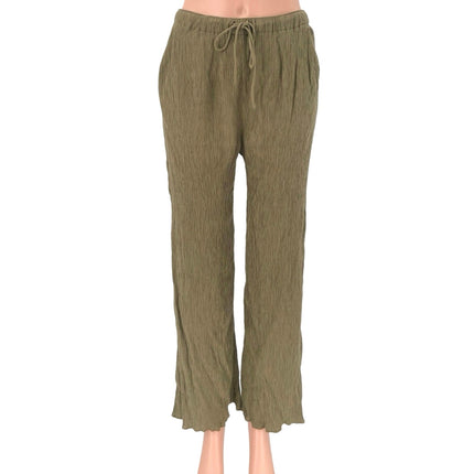 Abercrombie & Fitch Tan Wide Leg Elastic Waist Drawstring Casual Ankle Pants S