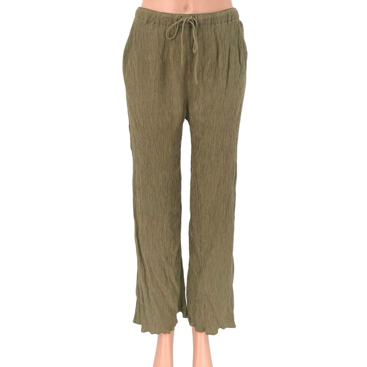 Abercrombie & Fitch Tan Wide Leg Elastic Waist Drawstring Casual Ankle Pants S