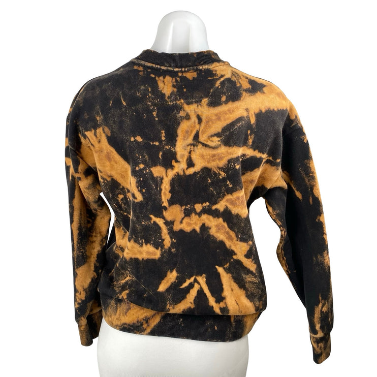 Women's Black Coral Tie Dye Long Sleeve Ruffle Mock Neck Sweatshirt Top Size S
