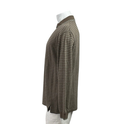 L.L.Bean Brown Stripe Collared Long Sleeve Tee T-Shirt Sweater Polo Shirt Top S
