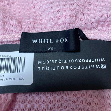 NEW White Fox Pink Crochet Ruffle Tie Front Peplum Crop Top & Mini Shorts Set XS