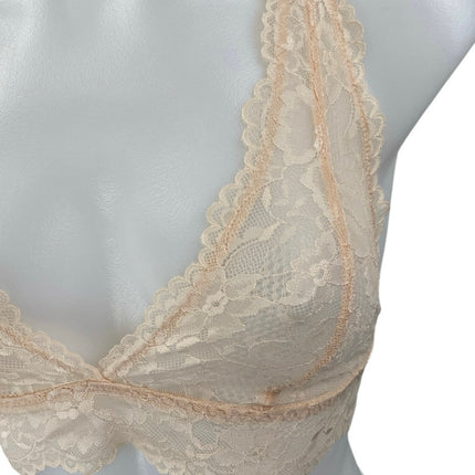 NWT Fenty Cream Floral Lace Sleeveless Sheer Racerback Bralette Bra Top Size XS