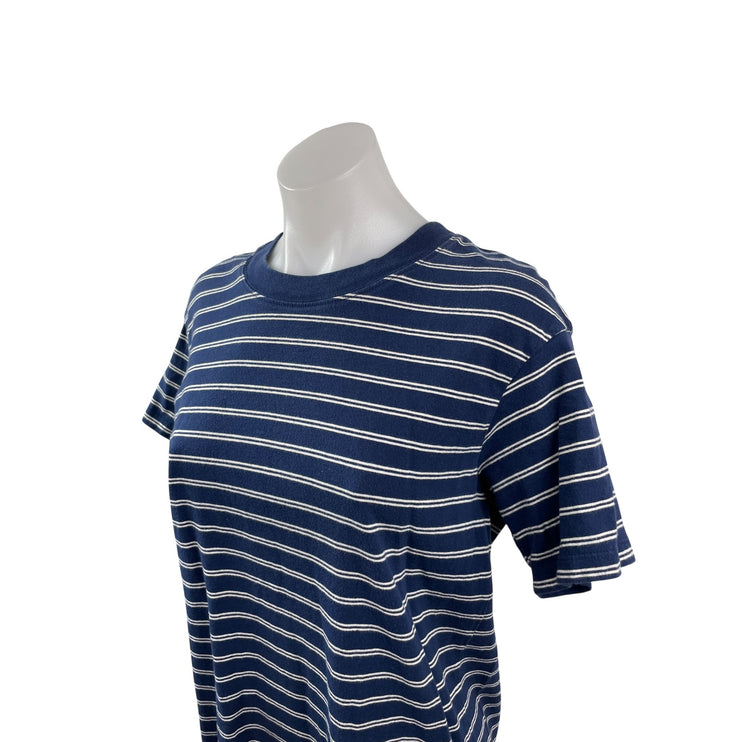 Madewell Women's Navy Blue Striped Short Sleeve Crewneck T Shirt Mini Dress S