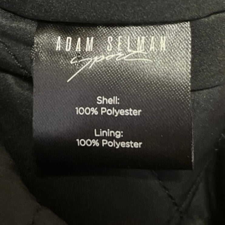 Adam Selman Black Sleeveless Teddy Fleece Sherpa Zip Hooded Vest Coat Jacket S