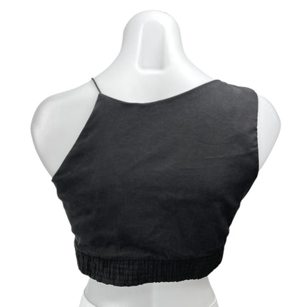 Zara Women's Black Sleeveless One Shoulder Side Zipper Cropped Tank Top Size M