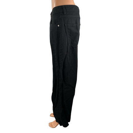 H&M Women's Black High Waisted Wide Leg Baggy Y2k Relaxed Denim Jeans Size 6