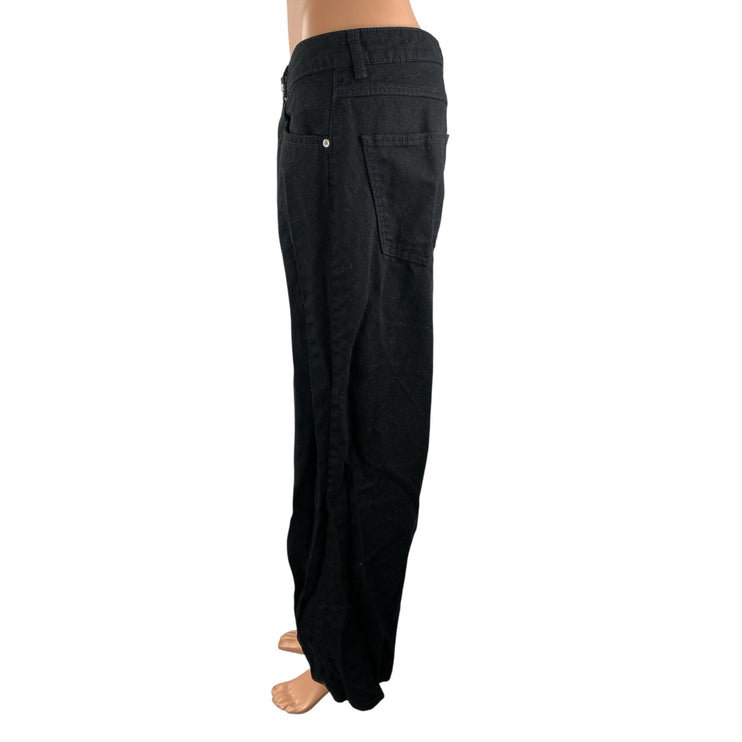 H&M Women's Black High Waisted Wide Leg Baggy Y2k Relaxed Denim Jeans Size 6