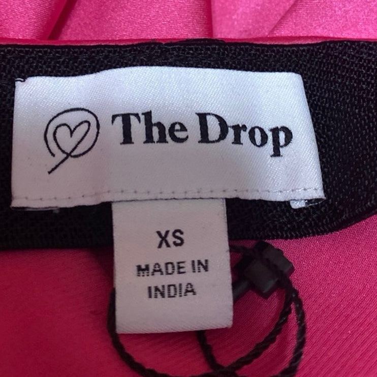 The Drop Women's Pink Silky Satin Mid Straight A-line Flared Slip Skirt Size XS